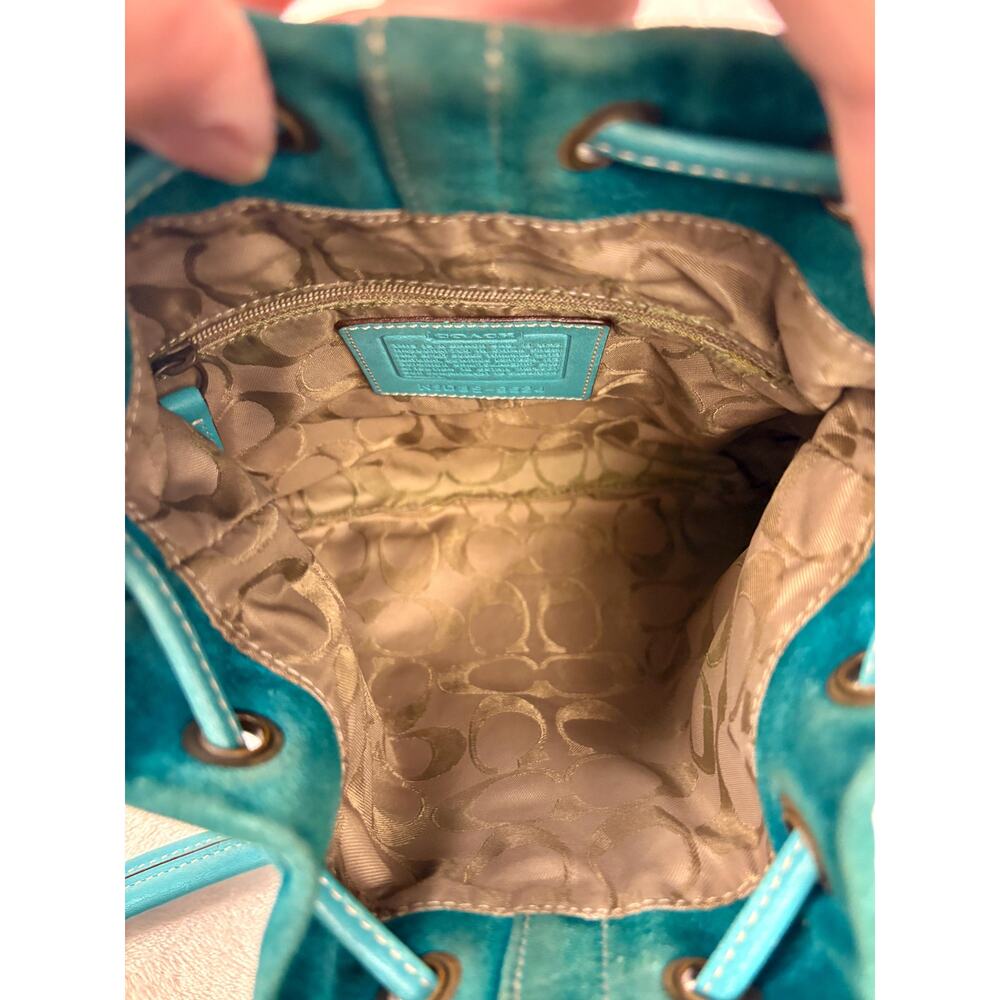 Vintage Coach Soho Suede Drawstring Cinch Bag in Turquoise Suede - Picture 9 of 15